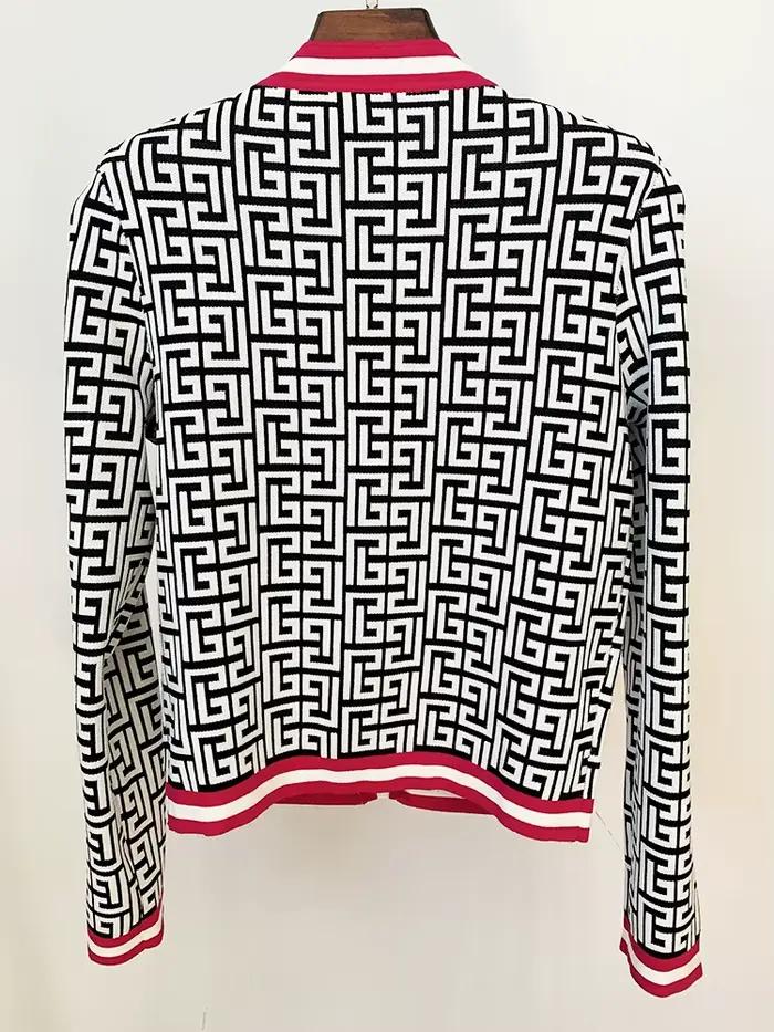 HIGH STREET Nouveauté Automne Hiver 2026 Veste de créateur pour femme en tricot jacquard monogramme