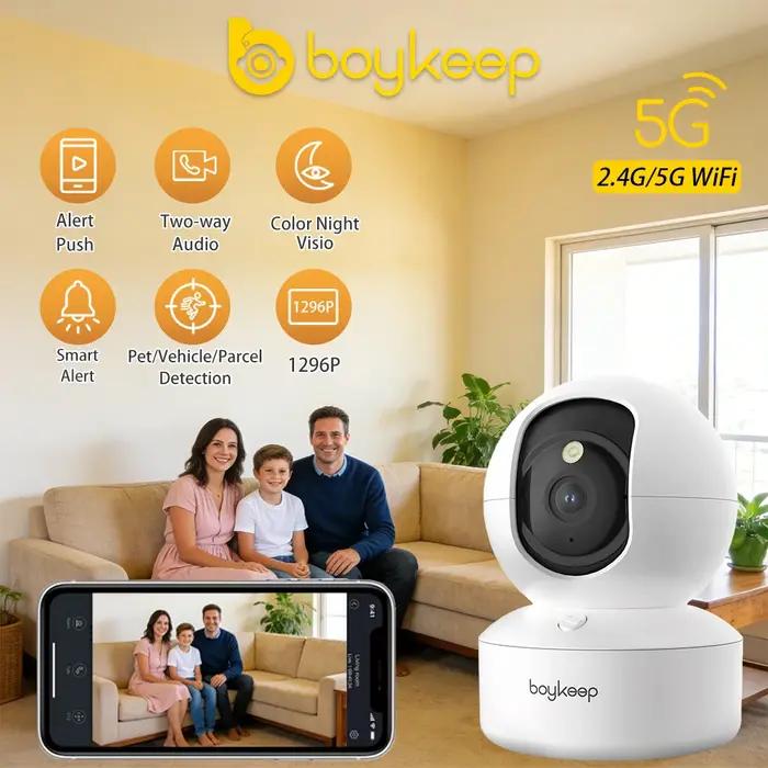 Caméra intelligente BoyKeep 2K 5G/2.4GHz vision nocturne 360° - Surveillance bébé et domicile chasse
