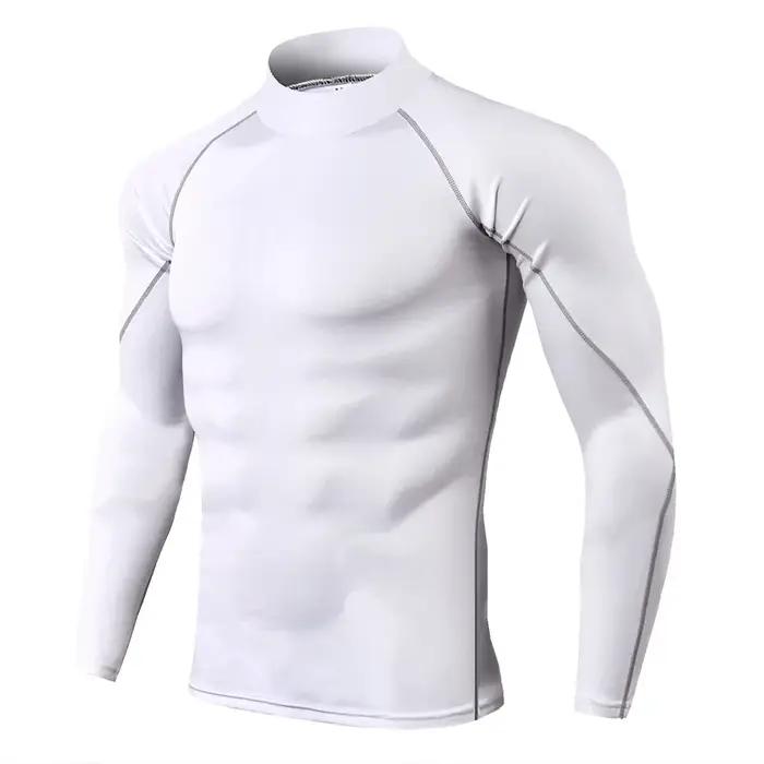 Compression t-shirt hommes à manches longues musculation Sport t-shirts décontracté séchage rapide gymnase Fitness entra