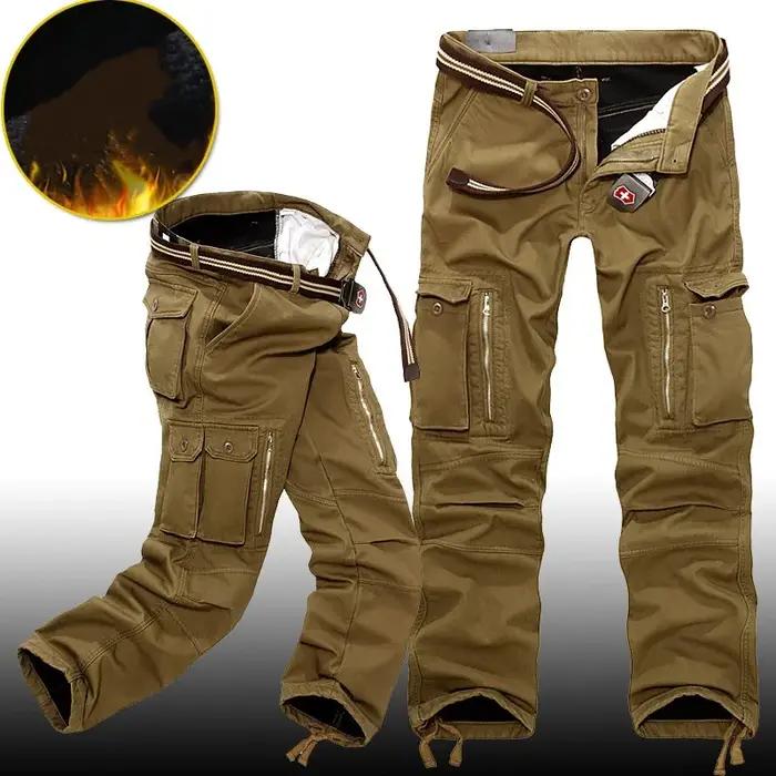 Pantalon cargo militaire polaire épaisse taille 40 pour chasse hivernale homme grand