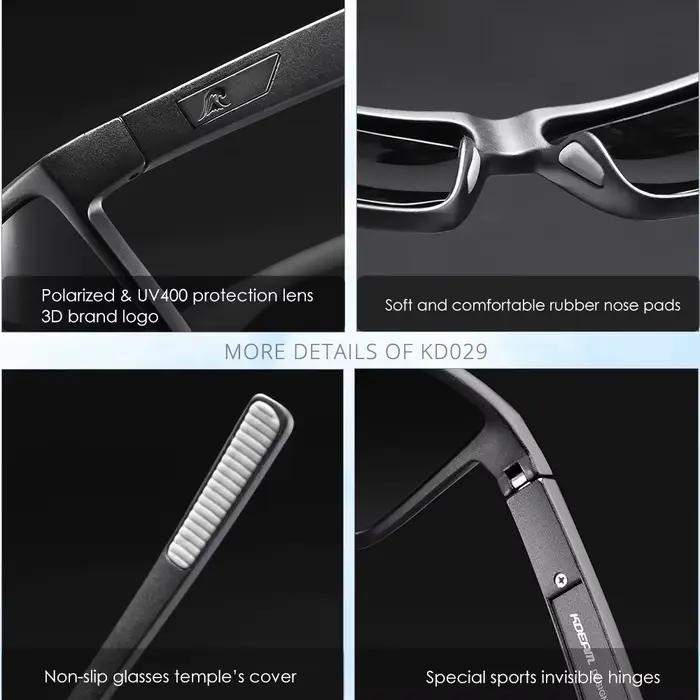 KDEAM-Lunettes de soleil polarisées à 100% ° KD029, protection UV, charnière à ressort intégrale et