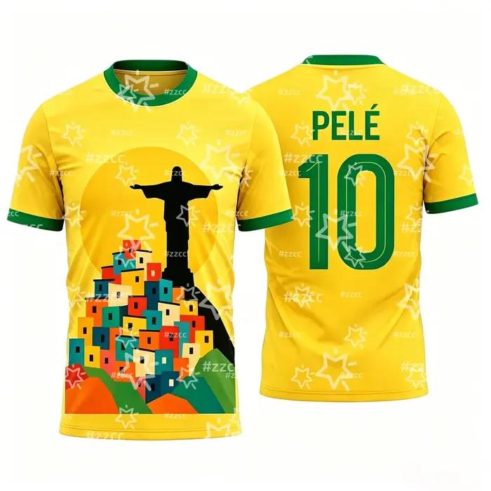 Maillot de football du Brésil Pelé 2026 – Tenue de match et d'entraînement – T-shirt sport d'été pour homme
