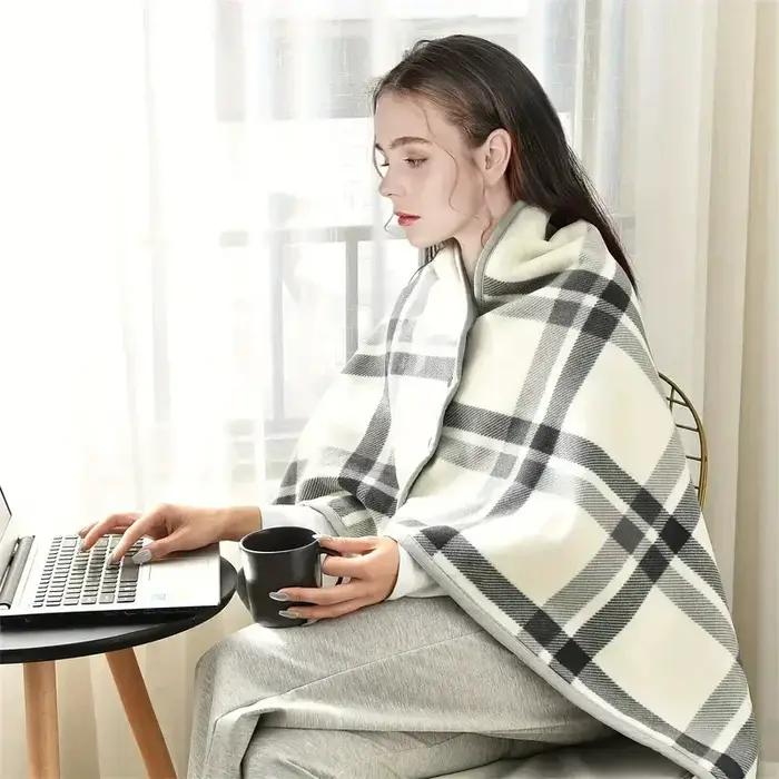 Couverture châle en flanelle, 1 pièce, portable, paresseux, décontracté, chaud, pour le bureau, pour