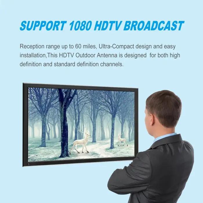 Antenne TV numérique HD LAN-HD8E, récepteur de programmes télévisés pour DVBT2 HDTV ISDBT ATSC, antenne TV extérieure à gain élevé et signal puissant