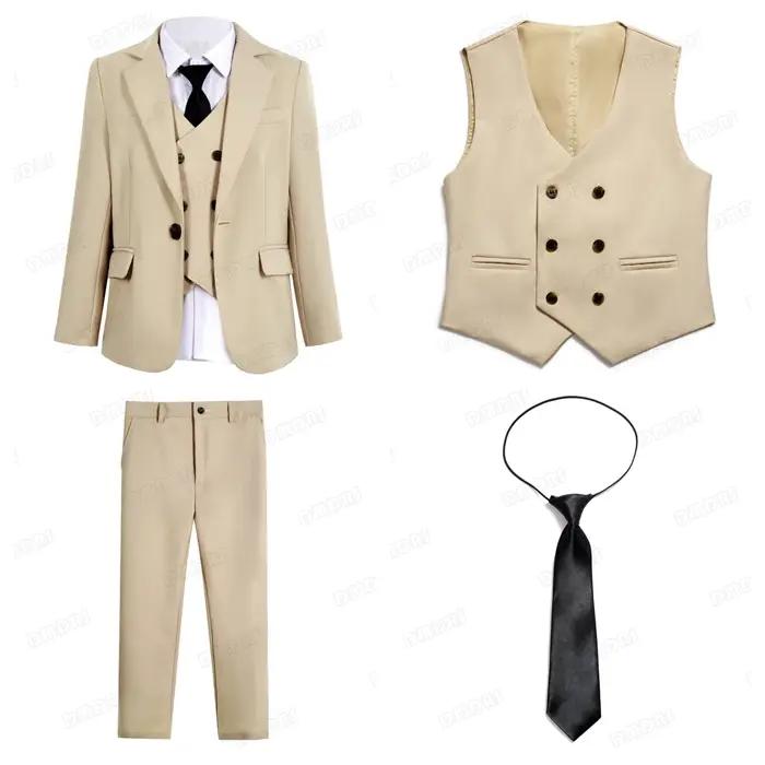 Ensemble de costume solide Champagne pour enfants, pour fête de mariage, remise de diplôme, Communio