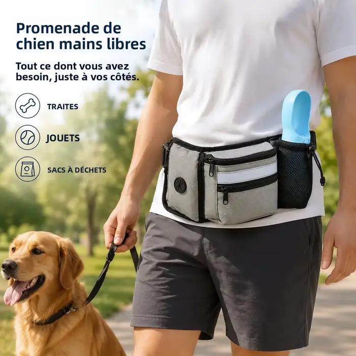 Poudres pour chien pour entraînement en plein air sac d'alimentation grand capacité récompense ajustable sac banane multi-usages balade chiens occasions spéciales