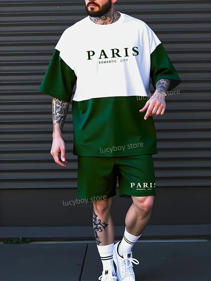 T-shirt de sport imprimé et ensemble d'objectifs imbriqués pour hommes survêtement de luxe respirant confortable pour homme occasions spéciales