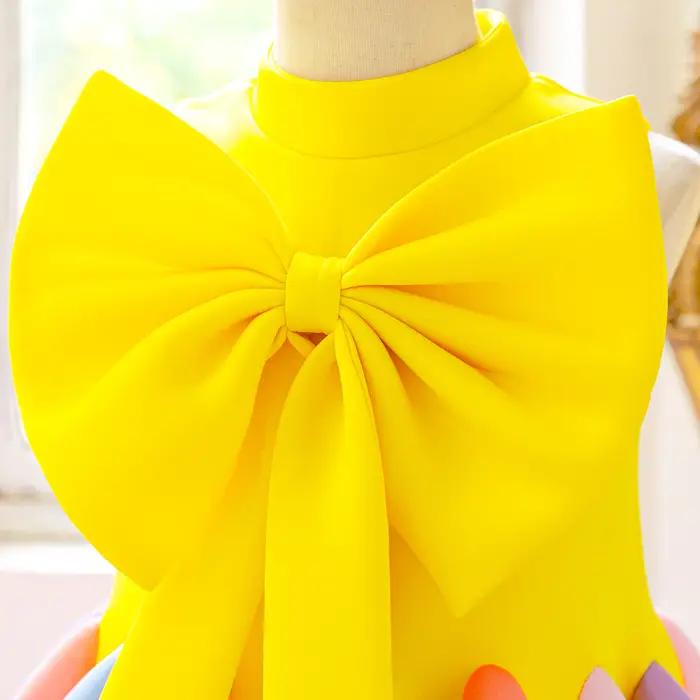 Robes de demoiselle d'honneur colorées d'été pour filles, élégantes robes de princesse avec nœud pou