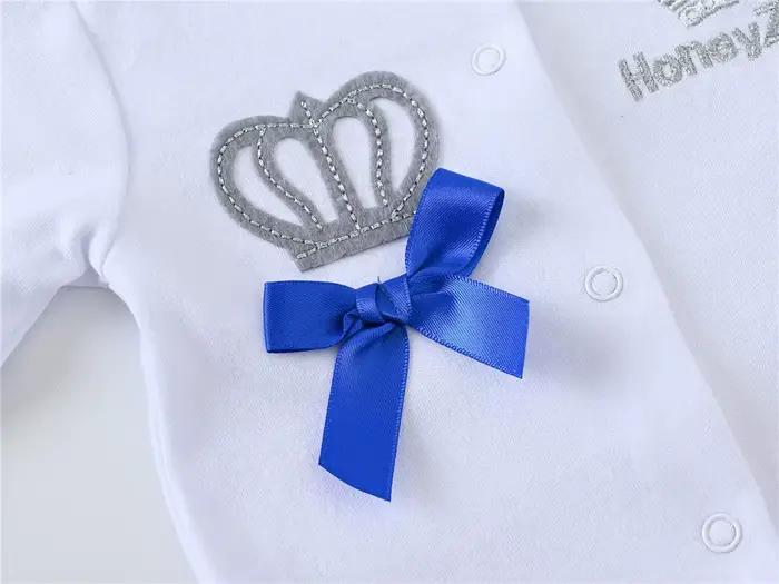 Nouveau-né bébé garçons barboteuse couronne royale Prince 100% coton ensemble de vêtements avec casq