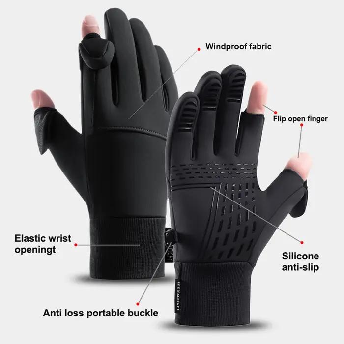 Gants d'hiver à deux doigts rabattables pour hommes et femmes, gants chauds pour écran tactile, coup