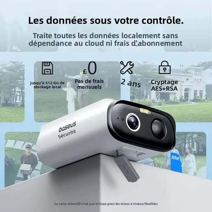 Baseus Security S1 Lite Caméra de sécurité solaire Caméra extérieure sans fil Alimentation continue Résolution 2K 135 ° Caméra Wifi FOV IP67