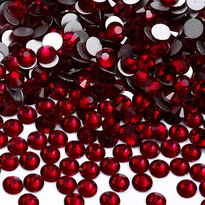 Strass à dos plat en verre Siam foncé SS3-SS60