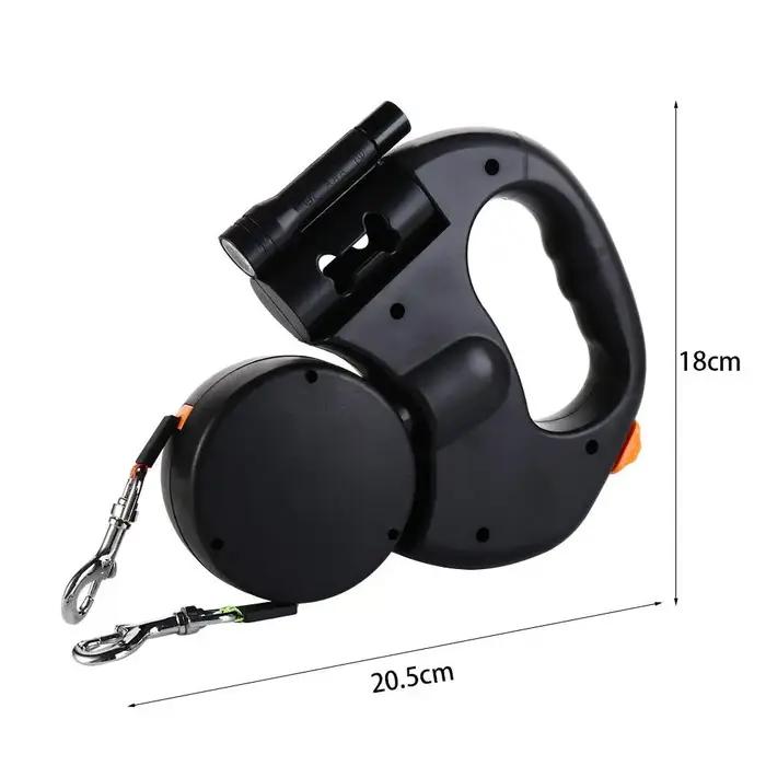 Laisse double rétractable pour chien avec lumières