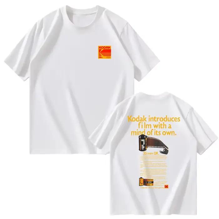 Kodak été marque mode tendance 100% pur coton hommes T-shirt sport quotidien rue décontracté absorbant la sueur respiran