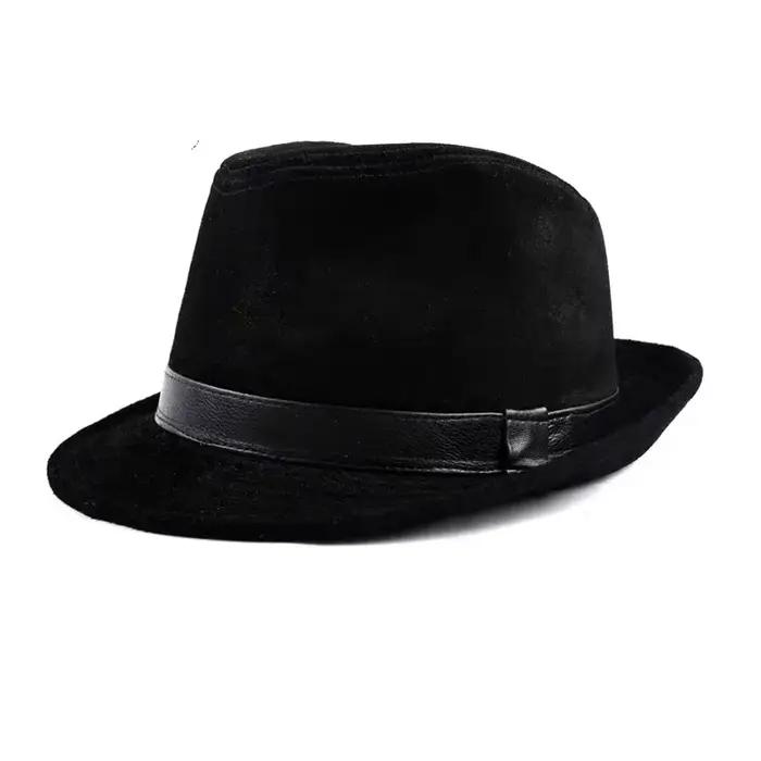 Hiver en cuir véritable daim imprimé noir GeometryTop chapeaux pour hommes/femmes messieurs britanni
