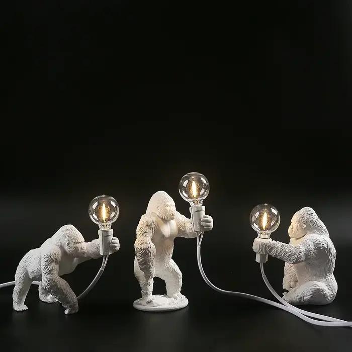 Lampes de table King Kong Gorilla Animal, décoration d'intérieur en résine, petites veilleuses, cade