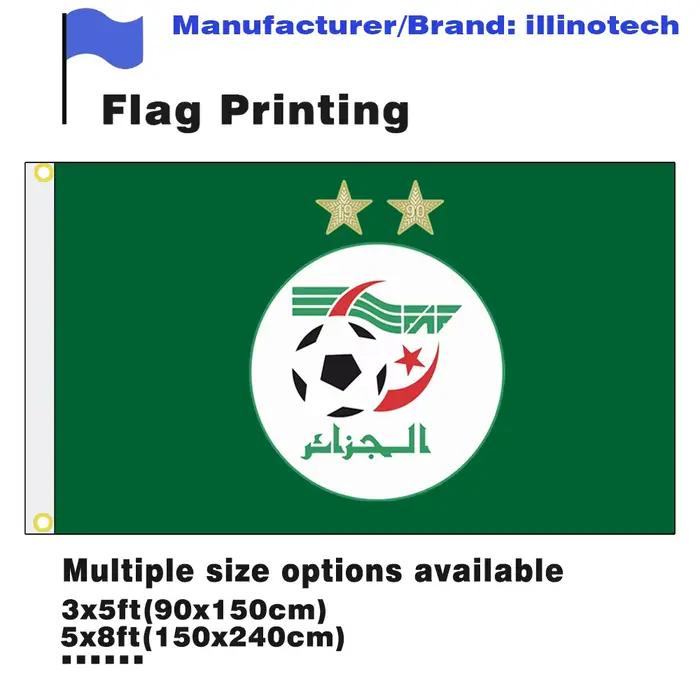 Drapeau de l'équipe nationale d'Algérie pour la Coupe du monde de football 2026 – Bannière de soutie