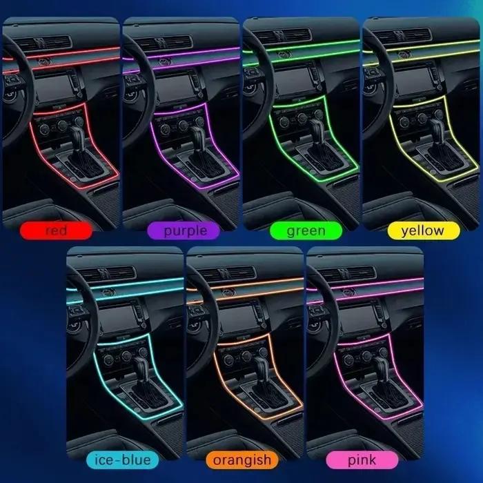 Bande lumineuse d'ambiance LED RGB pour intérieur de voiture, Fiber optique USB néon Invisible, lamp