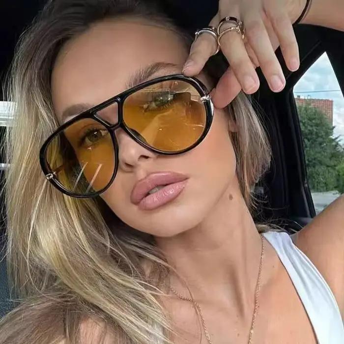 Lunettes de soleil surdimensionnées vintage pour femme - Style punk double branche protection UV chasse randonnée