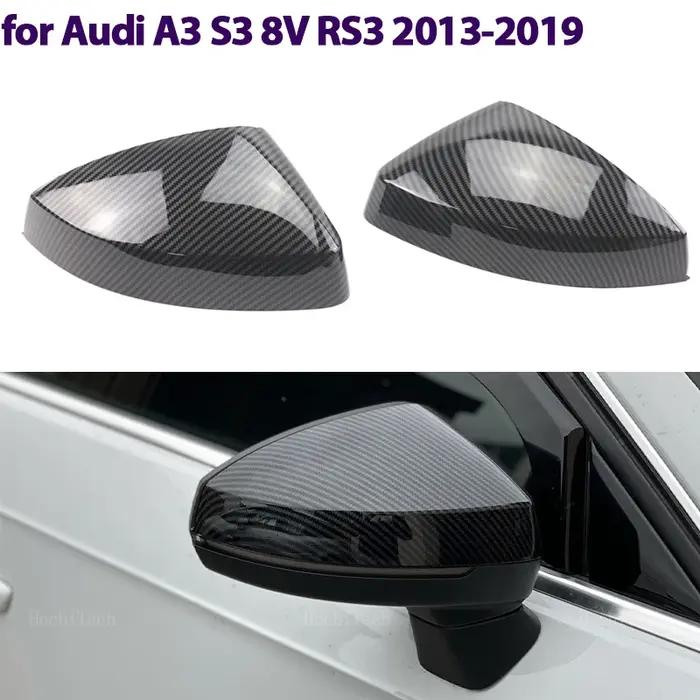Couvercle de rétroviseur latéral de remplacement, capuchon en Fiber de carbone brillant pour Audi A3