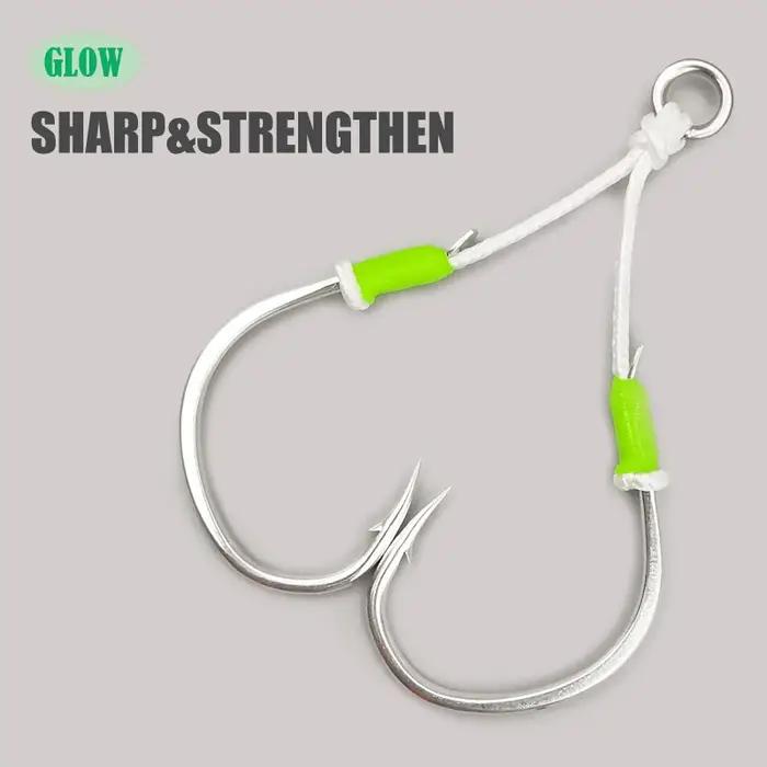 3-SJ – hameçons de pêche à gabarits lent, double assistance, lueur, brème de mer, accessoires de pêc