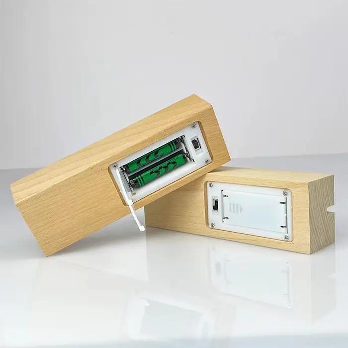 Présentoir de lumière Led à Base de bois de 5.9 pouces, alimenté par batterie AAA, pour lampe de nui