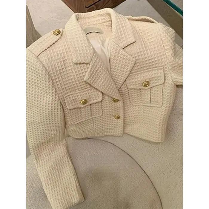 MEXZT recadrée vestes femmes élégant basique Blazer manteaux bureau dame coréenne automne à manches longues mince Simple