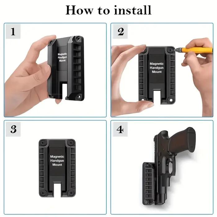 Support magnétique pistolet voiture - Design quick draw une main pour chasse pêche activités outdoor noir
