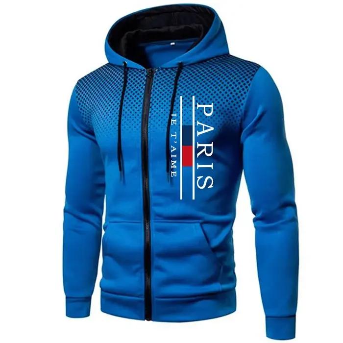 Veste homme à capuche imprimée décontractée polyester pour activités extérieures et tenues d'automne hiver