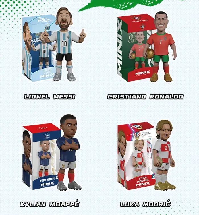 Figurines de stars du Mondial Reesee X MINIX 12 cm - Lionel Messi, Kylian Mbappé, Cristiano, Luka Modric, collection officielle de joueurs de football