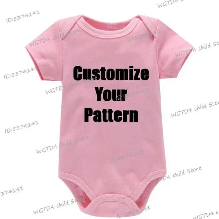 Personnalisez Votre Motif Logo Vêtements Nouveau-né Combinaison Bébé en Coton Doux Conception de Logo Personnalisée DIY Combinaisons Bébé Garçon Fille Respectueuses de la Peau