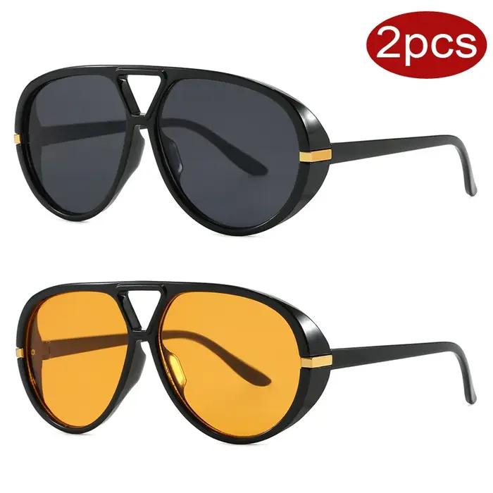 Lunettes ovales pilote surdimensionnées style punk vintage pour femmes randonnée et outdoor