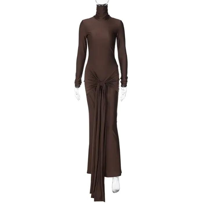 Robe de maternité élégante col roulé polyester elasthanne pour femmes enceintes séances photos événements spéciaux