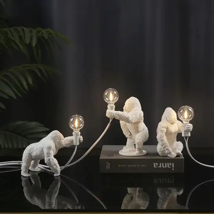 Lampes de table King Kong Gorilla Animal, décoration d'intérieur en résine, petites veilleuses, cade