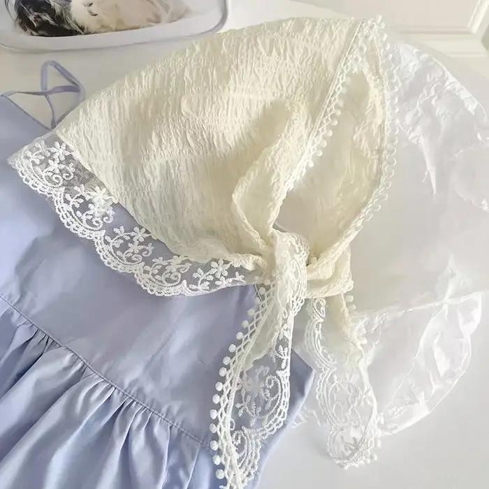 Foulard en dentelle florale tissée blanche pour femmes