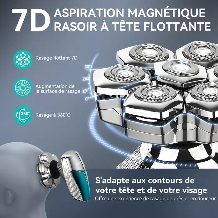 KENSEN 5 en 1 rasoir électrique à tête magnétique 7D lame flottante Kit de toilettage pour hommes