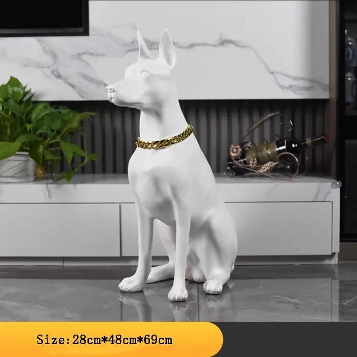 Ornements de sculpture Doberman, décor de modèle animal, statue de chien, grands objets artisanaux d