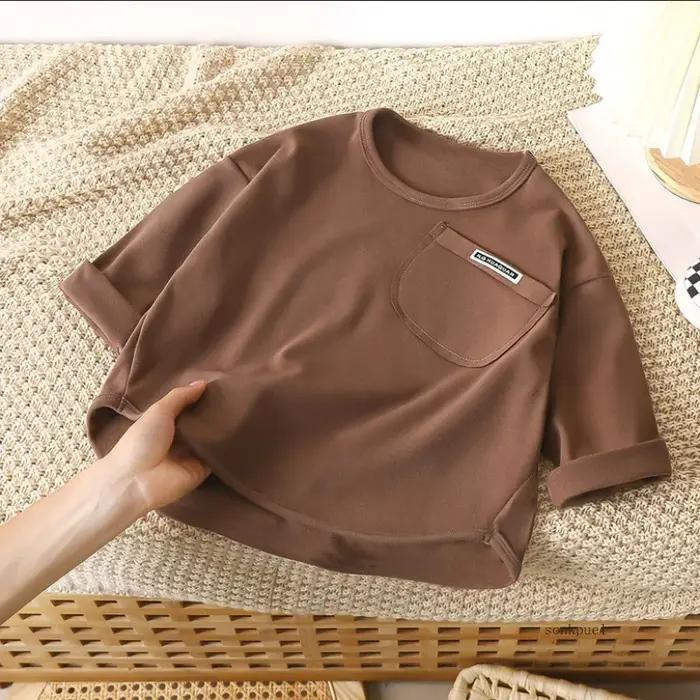 Enfants à manches longues chemise de Base garçons filles enfants haut automne garçon fille bébé col