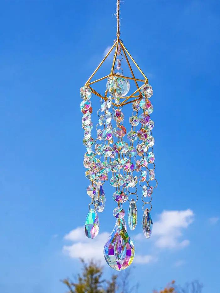 Carillon éolien en cristal fantaisie léger, 1 pièce, fenêtre suspendue, Patio aérien, attrape-soleil