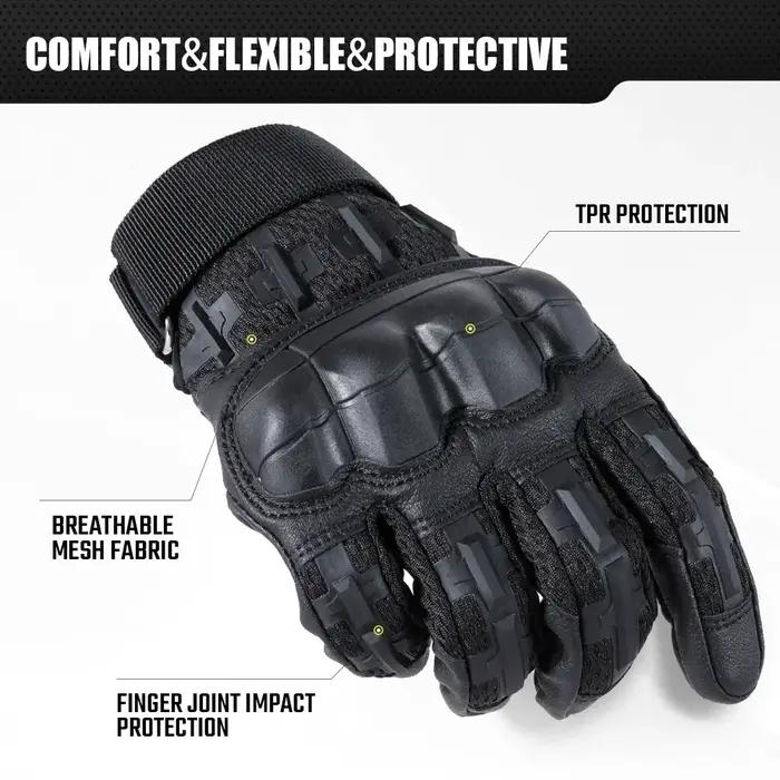Gants tactiques écran tactile coque dure chasse airsoft tir sport outdoor anti-dérapant cuir PU