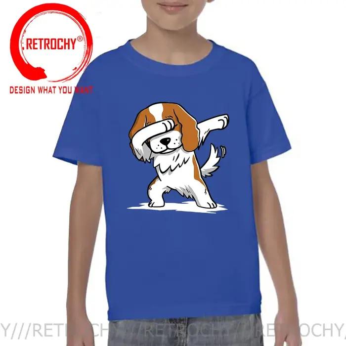 Dab Cavalier King Charles Spaniel T-shirt pour homme, impression d'anime drôle, chien Dab Cavalier, adolescent, t-shirt de dessin animé pour homme
