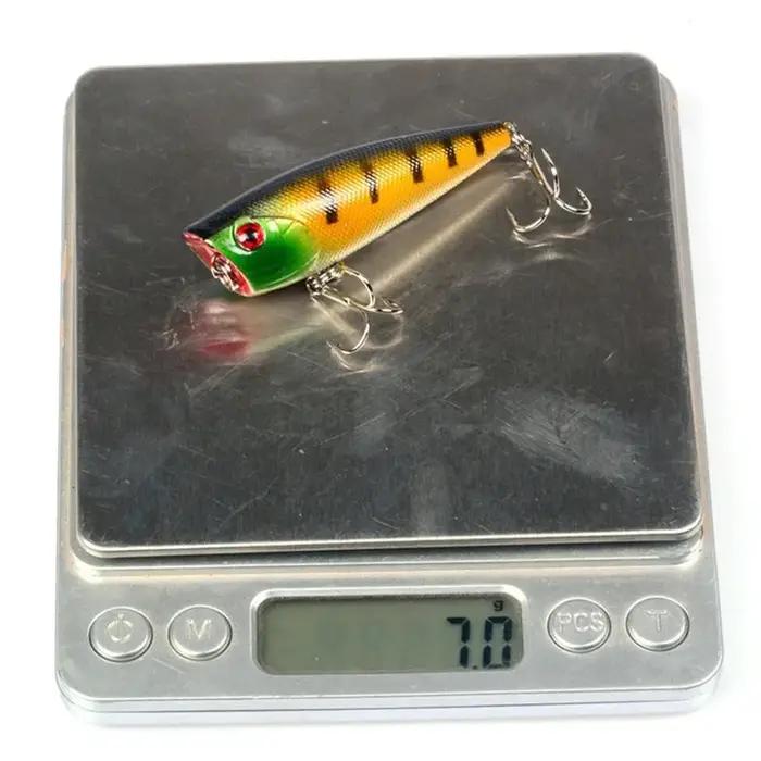 Leurre de pêche Popper Topwater Crankbait, appât dur, leurres flottants, hameçons aigus, 6cm, 7g, 1