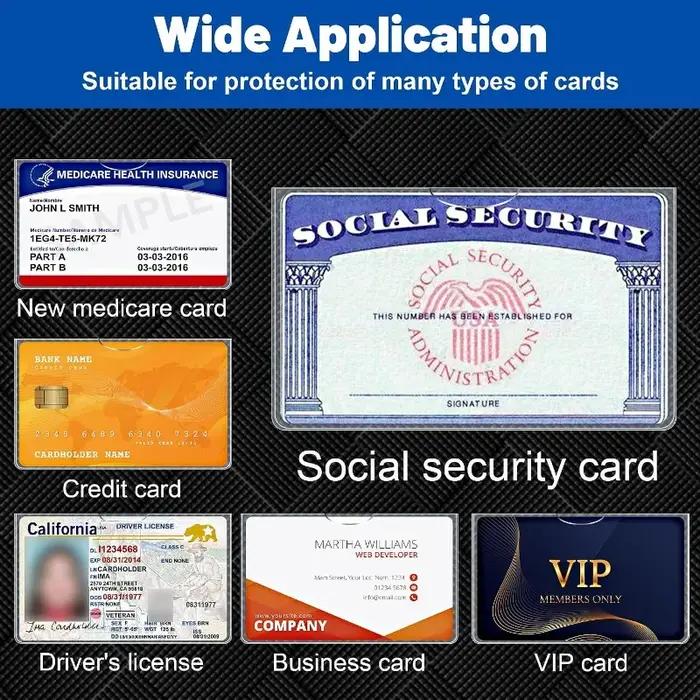Lot de 6 protège-cartes de sécurité sociale, ultra transparents et durables, 31 mil, étanches, pour SSN/Nouvelle carte Medicare/carte de crédit