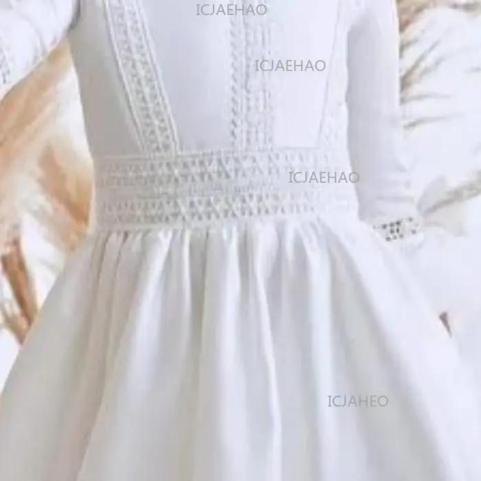 Nouvelle Robe de Cérémonie 2026 pour Enfants à Manches Courtes avec Nœud, Tenue de Fête d'Anniversai