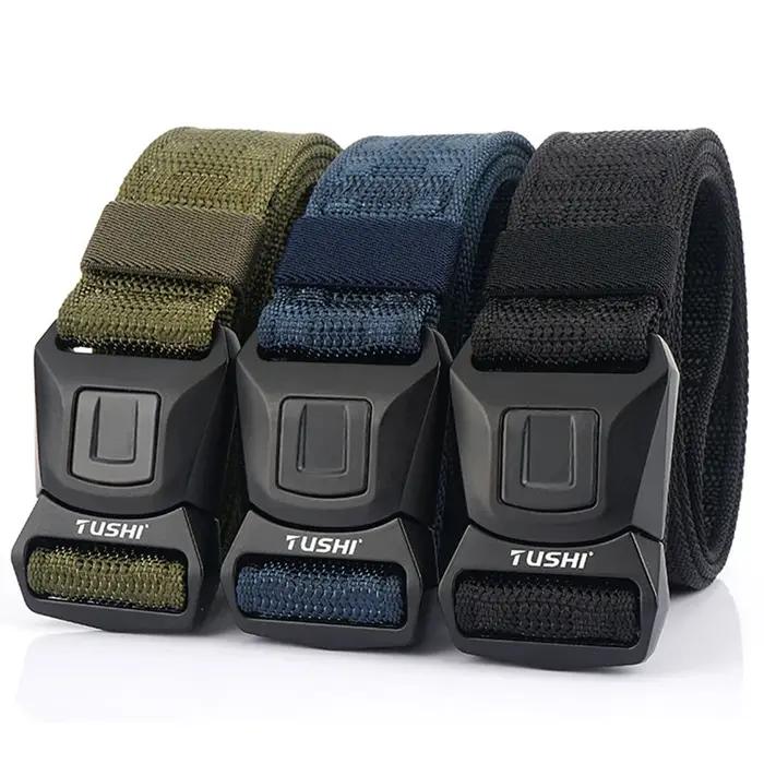 HSSEE Nouvelle ceinture tactique pour hommes Boucle métallique antirouille Quick Release Ceinture mi