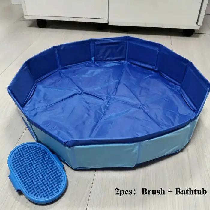 Baignoire pliable pour chien avec ensemble de brosses