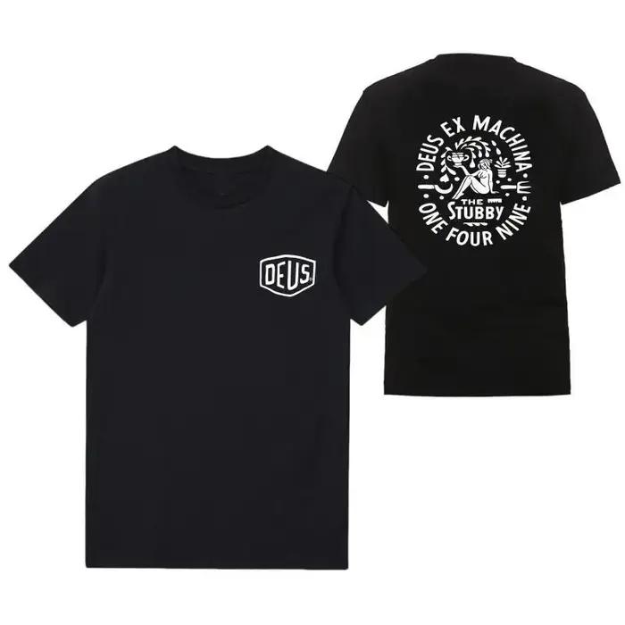 DEUS EX MACHHR-Maillot de football à manches courtes pour homme, haut noir décontracté, t-shirts res