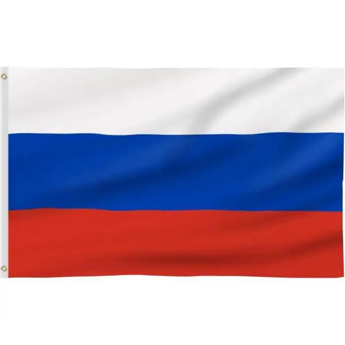 Drapeau russe imprimé suspendu en polyester pour extérieur, avec œillets en laiton, pour jardin, cour et patio occasions spéciales