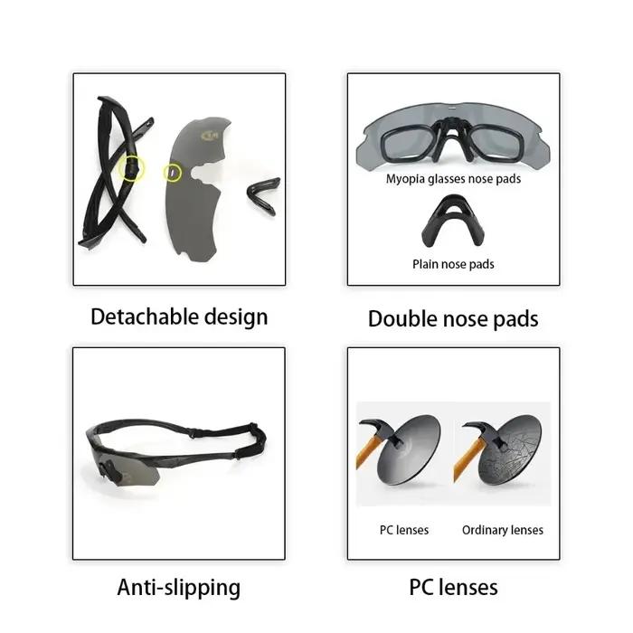 Lunettes tactiques militaires CS Airsoft pour camping, alpinisme, motocross et activités extérieures de haute performance