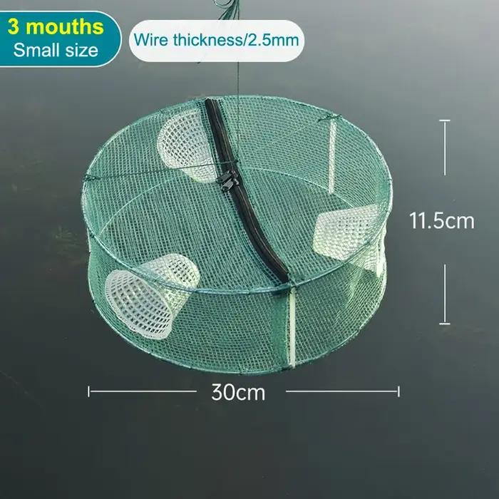 Promotion : Nasse de pêche pliable ronde à mailles 3/4 trous pour poissons, crevettes et écrevisses,